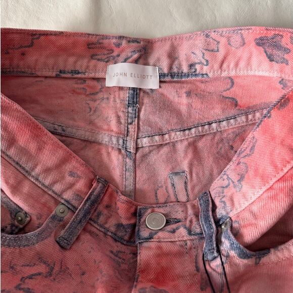 New John Elliott Brady Denim Shorts in Spin Art Women's Size 26 - Picture 5 of 9